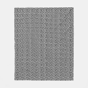 Elegant zwart-wit Grieks patroon Fleece Deken