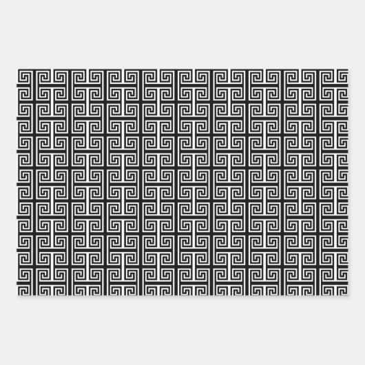 Elegant zwart-wit Grieks toetsenbord mander patroo Inpakpapier Vel (Voorkant)