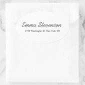 Elegant Zwart & Wit Handschrift Professioneel Ovale Sticker (Tas)