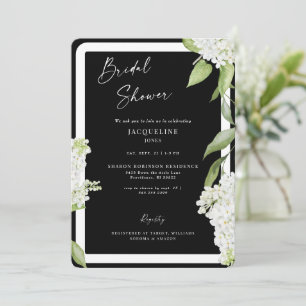 Elegant zwart wit hortensia Vrijgezellenfeest Kaart