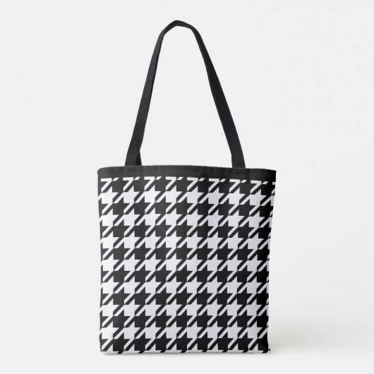 Elegant zwart-wit Houndstooth Monogram Draagtas (Achterkant)