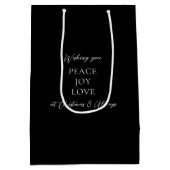 Elegant zwart-wit ivoor Kerstversiering Medium Cadeauzakje (Achterkant)