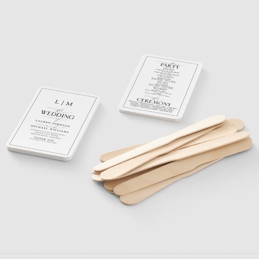 Elegant zwart-wit kalligrafie monogram programma handwaaier (Niet-gemonteerd)