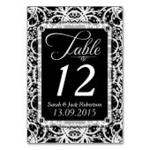 Elegant Zwart Wit Kant Bruiloft Tafel Nummer Kaart (Achterkant)