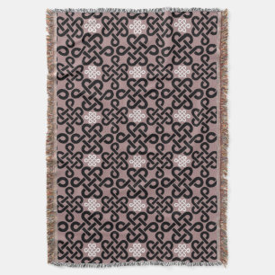 Elegant zwart-wit Keltisch knooppatroon Mauve Deken