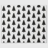 Elegant zwart-wit kerstboom patroon cadeaupapier (Vlak)
