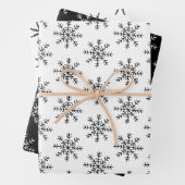 Elegant Zwart Wit Kerstmis Sneeuwvlok Patroon Inpakpapier Vel (In situ)