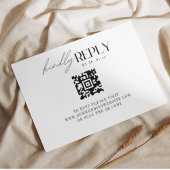 Elegant Zwart & Wit Klassiek Script QR-code RSVP Kaartje