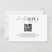Elegant Zwart & Wit Klassiek Script QR-code RSVP Kaartje (Voorkant)