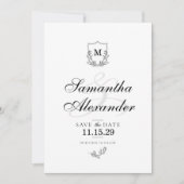 Elegant zwart & wit kuifje save the date (Voorkant)