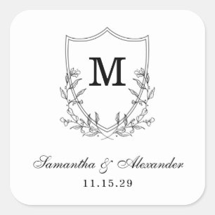 Elegant zwart & wit kuifje vierkante sticker
