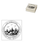 Elegant zwart-wit landschapsretouradres 	rubberstempel (Gestempeld)