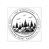 Elegant zwart-wit landschapsretouradres 	rubberstempel (Afrduk)