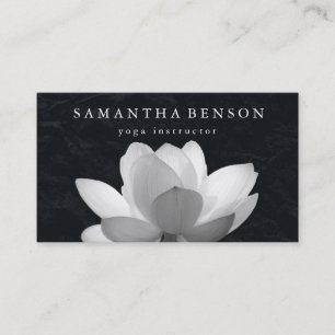 Elegant zwart-wit lotusbloemlogo yoga visitekaartje