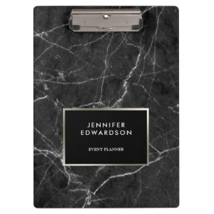 Elegant zwart wit marmer patroon gepersonaliseerd klembord