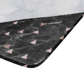 elegant zwart wit marmer roos goud geometrisch snijplank (Hoek)