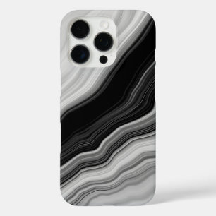 Elegant zwart-wit marmeren wervelpatroon iPhone 16 pro hoesje