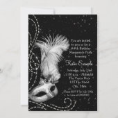 Elegant zwart wit Masquerade Party Kaart (Achterkant)