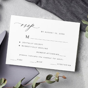 Elegant zwart-wit menu keuze bruiloft rsvp