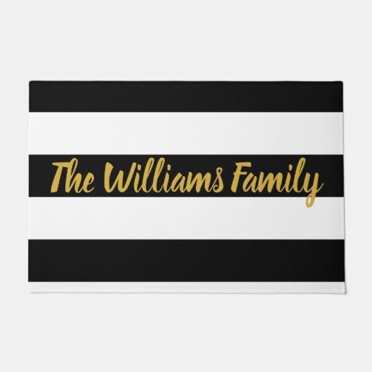Elegant zwart-wit met Faux Gold Script Deurmat (Voorkant)