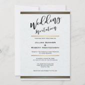 Elegant zwart-wit met gouden bruiloft kaart (Voorkant)