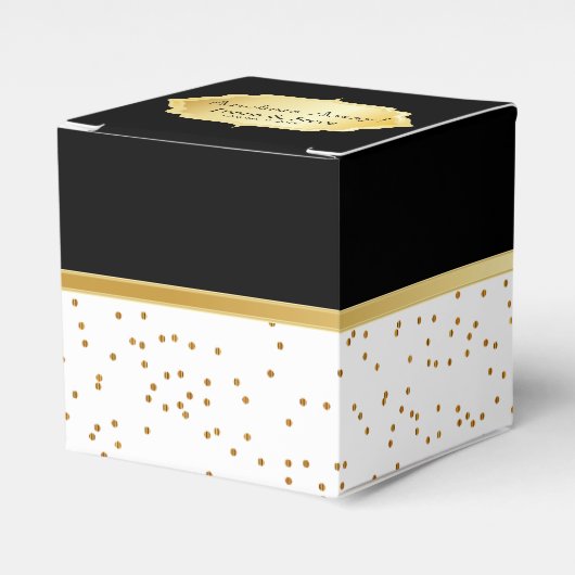 Elegant zwart-wit met gouden Confetti Stippen Bedankdoosjes (Voorkant Zijde)