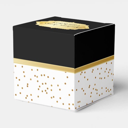 Elegant zwart-wit met gouden Confetti Stippen Bedankdoosjes (Achterkant)