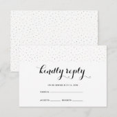 Elegant zwart-wit met Stippen RSVP-kaart RSVP Kaartje (Voorkant / Achterkant)