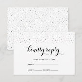Elegant zwart-wit met zwarte Stippen RSVP-kaart RSVP Kaartje (Voorkant / Achterkant)