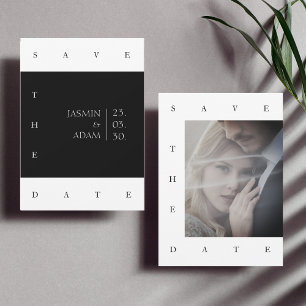 Elegant zwart wit minimale foto bruiloft save the date