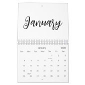 Elegant zwart-wit minimalistisch 2025 kalender (Jan 2026)