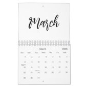 Elegant zwart-wit minimalistisch 2025 kalender (Mar 2026)
