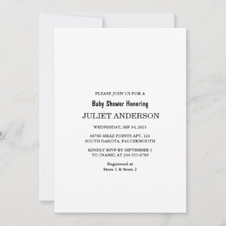 Elegant zwart-wit minimalistisch Baby shower Kaart