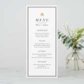 Elegant zwart-wit minimalistisch huwelijksmenu menu (Staand voorkant)