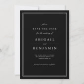 Elegant zwart-wit minimalistisch sparen de datum save the date (Voorkant)