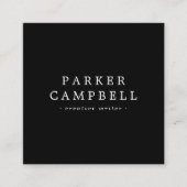 Elegant zwart-wit minimalistisch vierkante visitekaartje (Voorkant)