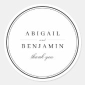 Elegant zwart-wit minimalistische bruiloft ronde sticker (Voorkant)