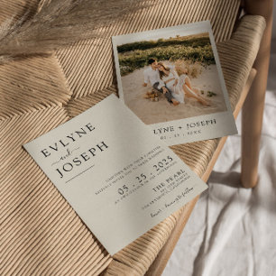 Elegant Zwart & Wit Modern Chique Foto Bruiloft Kaart