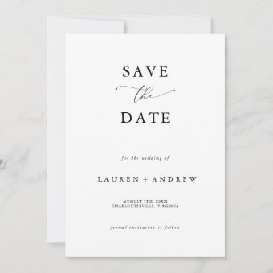 Elegant Zwart & Wit Modern Classic Save the Date Kaart