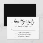 Elegant Zwart-Wit Modern Minimalistisch RSVP (Voorkant / Achterkant)