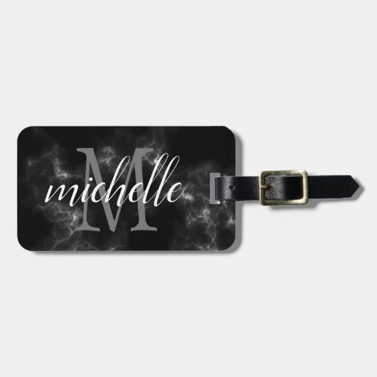 Elegant zwart-wit | Modern Monogram Custom Bagagelabel (Voorkant horizontaal)