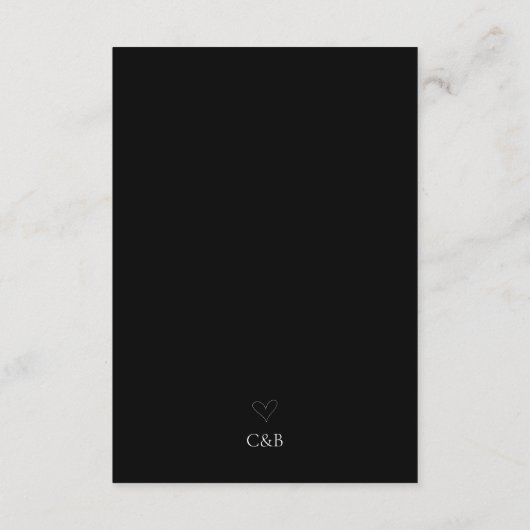 Elegant Zwart-Wit Modern Script Bruiloft RSVP Informatiekaartje (Achterkant)