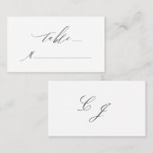 Elegant Zwart Wit Modern Script Monogram Bruiloft Plaatskaartje (Voorkant / Achterkant)