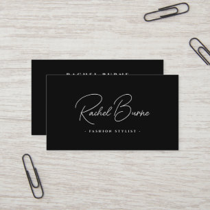 Elegant zwart-wit Modern Script-Visitekaartje Visitekaartje