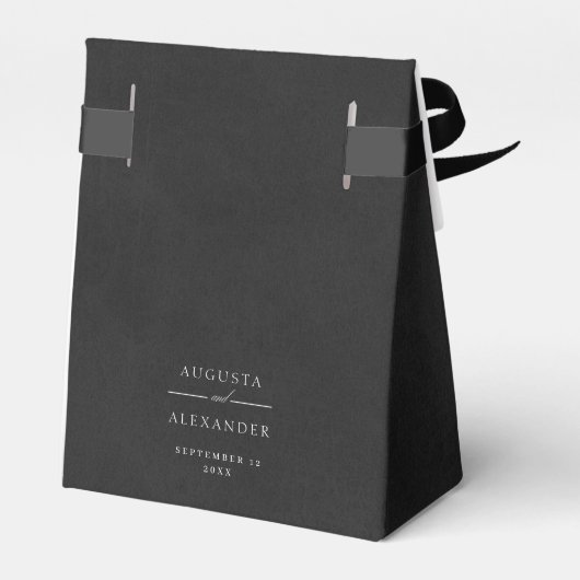 Elegant Zwart & Wit Monogram Dank u Favor Box Bedankdoosjes (Achterkant)