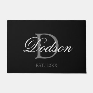 Elegant zwart-wit monogram Datum vastgesteld Deurmat