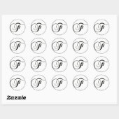 Elegant zwart-wit monogram F Ronde Sticker (Vel)