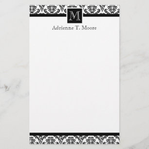 Elegant zwart wit monogram Initiaal briefpapier
