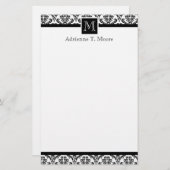 Elegant zwart wit monogram Initiaal briefpapier (Voorkant / Achterkant)