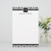 Elegant zwart wit monogram Initiaal briefpapier (Staand voorkant)